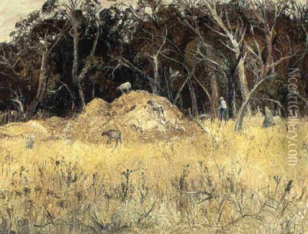 Sheep On The Mound Oil Painting - Arthur Merric Boyd
