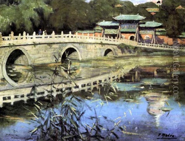 Chine, Vue De Pekin Oil Painting - Pierre Ribera