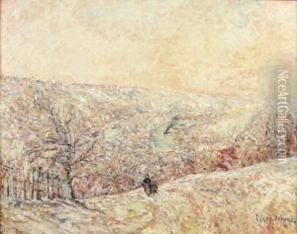 Promenade Sous La Neige Oil Painting - Adolphe Clary-Baroux