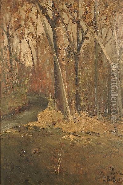 Bosco De Racconigi Oil Painting - Giuseppe Augusto Levis