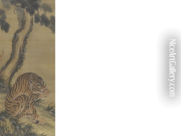 Tiger Oil Painting - Hirashima Jakuyu