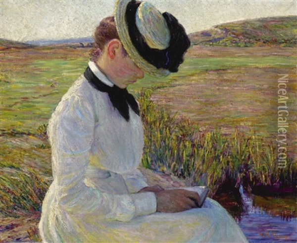 Girl Reading A Book Oil Painting - Lilla Cabot Perry