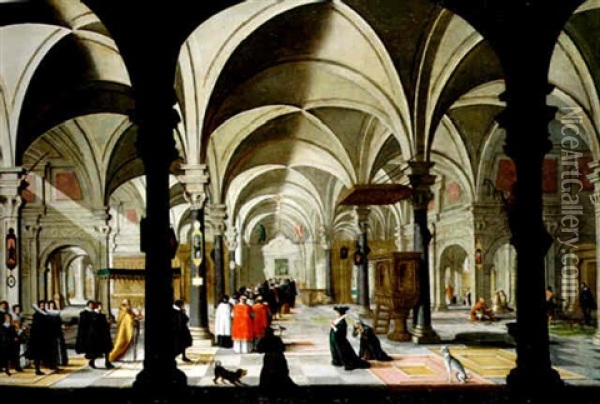 Interieur D'eglise Avec Procession Oil Painting - Nicolas de Gyselaer