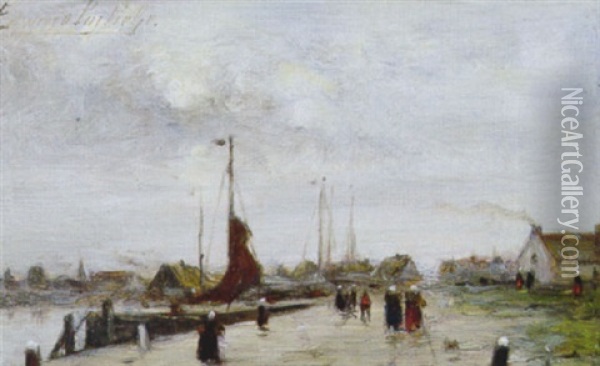 Visserhaven Oil Painting - Edward Antoon Portielje