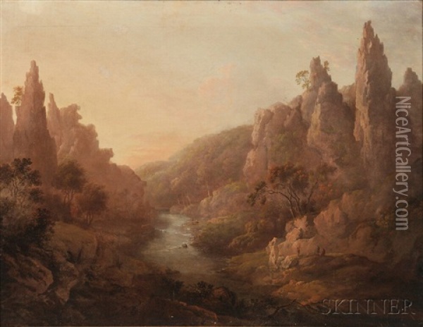 Mountainscape With River Oil Painting - Alexander Nasmyth