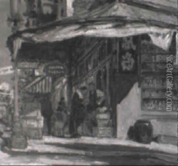 The Corner Store, Chinatown Oil Painting - Jules Eugene Pages