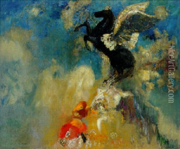 Le Pegase Noir Oil Painting - Odilon Redon