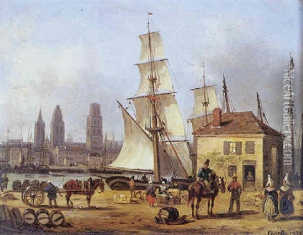 Le Port De Rouen Oil Painting - Giuseppe Canella I