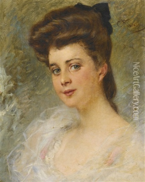 Portrait Of A Lady Said To Be Countess Apraxine Oil Painting - Konstantin Egorovich Makovsky