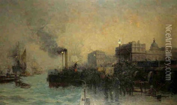 The Last Boat Up Oil Painting - Edmund Aubrey Hunt