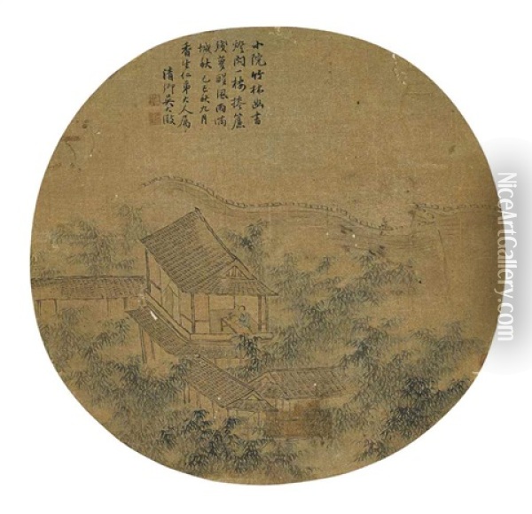 Studying In The Bamboo Grove Oil Painting -  Wu Dacheng