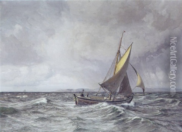 Bygevejr I Kattegat Oil Painting - Vilhelm Karl Ferdinand Arnesen