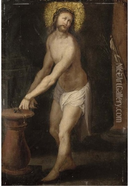 Christ At The Column Oil Painting - Hieronymus Francken the Younger