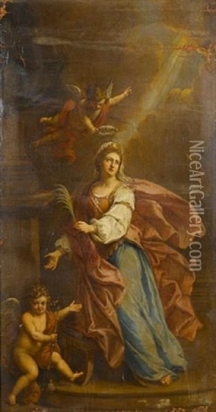 A Female Martyr Saint Oil Painting - Noel Coypel the Elder