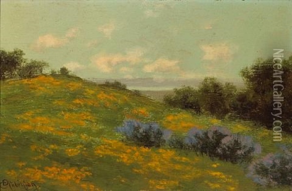 Hillside Poppies Oil Painting - Charles Dorman Robinson