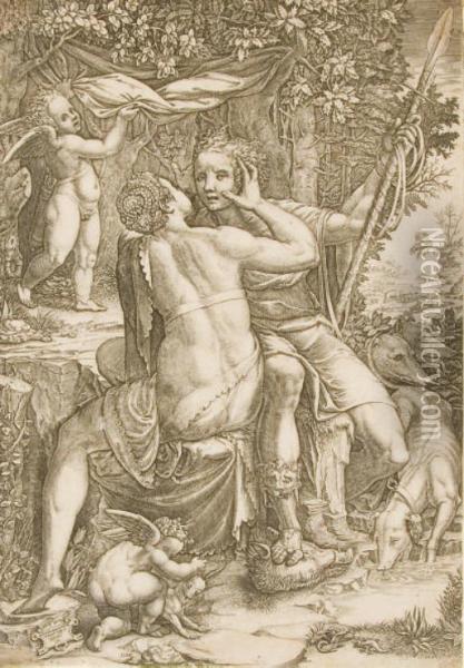 Venus Et Adonis Oil Painting - Teodoro M. Ghisi