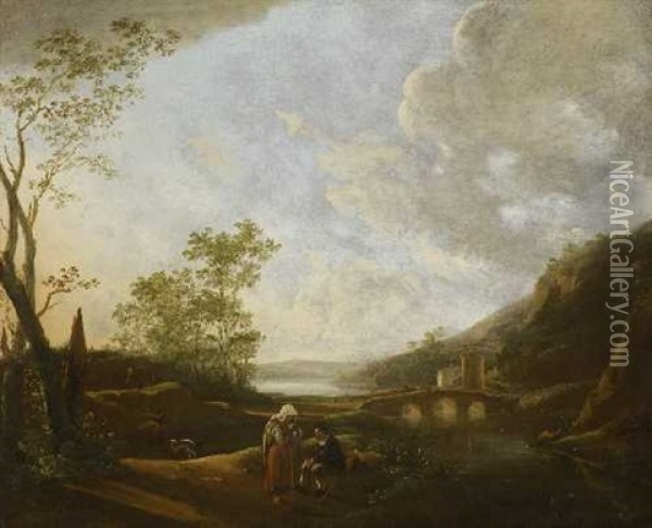 Flusslandschaft Mit Rastender Hirtenfamilie Oil Painting - Aelbert Cuyp