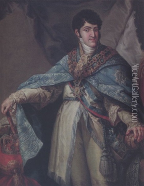 Ferdinand Vii, King Of Spain Oil Painting - Jose (Inglada) Aparicio