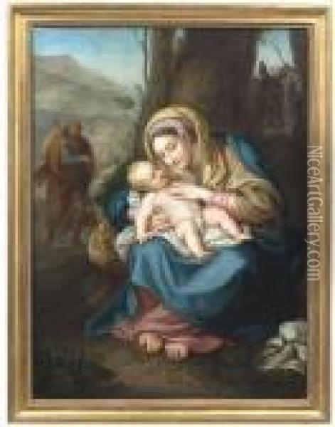 Raphael . Rest On The Flight Into Egypt Oil Painting - Anton Raphael Mengs