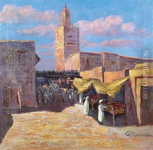 La Place Du Marche Oil Painting - Antonin Prochazka