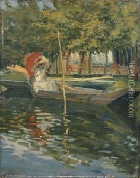 Elegante Sur Une Barque Oil Painting - Almery Lobel-Riche