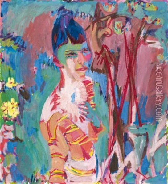 Bruststuck Eines Schwarzen Madchens (bust Of A Coloured Girl) Oil Painting - Albert Mueller