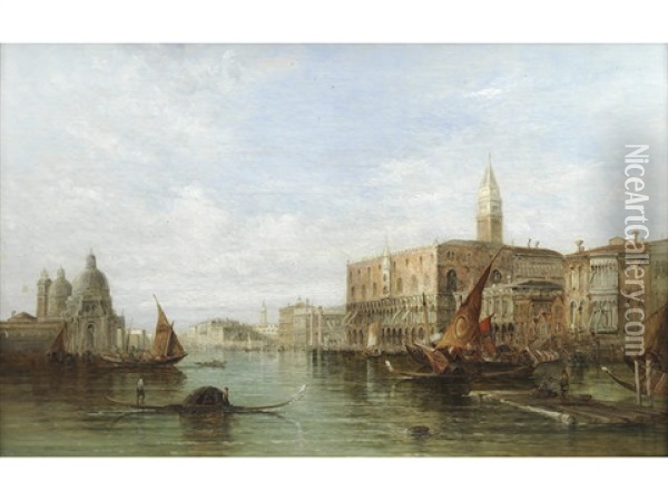 Santa Maria Della Salute (+ The Grand Canal, Venice; Pair) Oil Painting - Alfred Pollentine