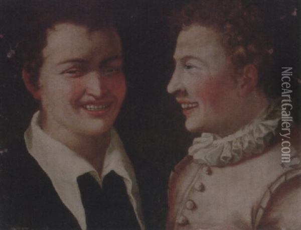 Two Laughing Boys Oil Painting - Annibale Carracci