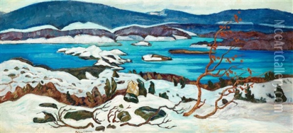 Stora Sjofallet I Vinterskrud Oil Painting - Helmer Osslund