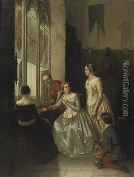 Lady In The Window Oil Painting - Teunsijna Johanna Albertine Kranenburg