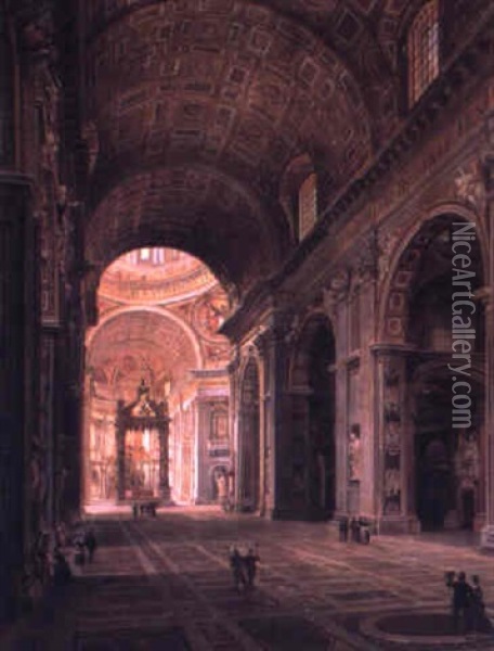 La Basilica Di San Pietro In Vaticano Oil Painting - Vincenzo Marchi