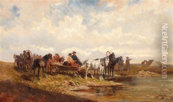 Excursion On The Puszta Oil Painting - Alexander Ritter Von Bensa