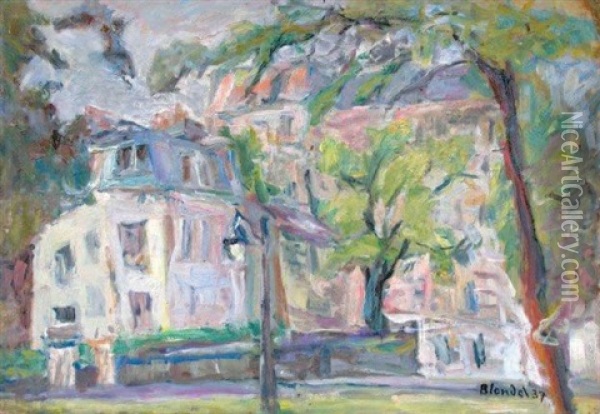 Maisons A Paris Oil Painting - Andre Blondel (Aleksander Blonder)