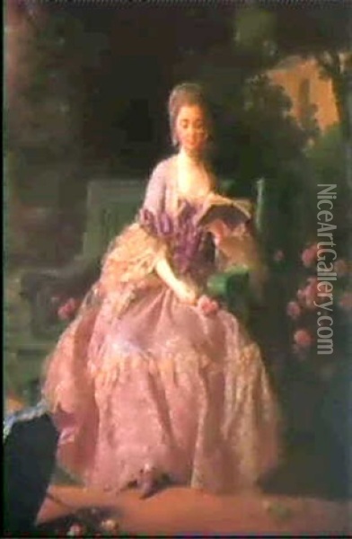 Portrait Presume De La Princesse De Lamballe Assise         Dans Un Parc Oil Painting - Jean-Baptiste Charpentier the Elder