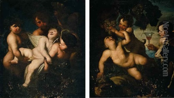 L'autunno (+ L'inverno; Pair) Oil Painting - Domenico Piola