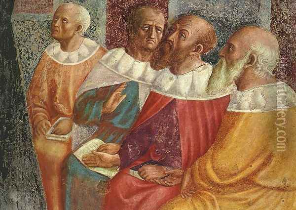 The Philosophers of Alexandria (detail) 1428-30 Oil Painting - Tommaso Masolino (da Panicale)