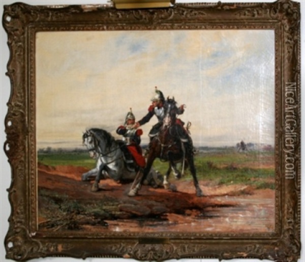 Cavalry Scene Oil Painting - Alfred-Emile Gaubault