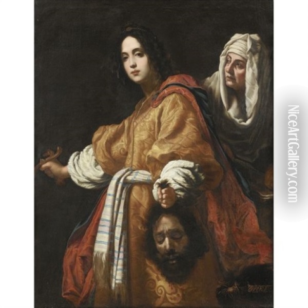 Judith And Holofernes (after Cristofano Allori) Oil Painting - Cesare Dandini