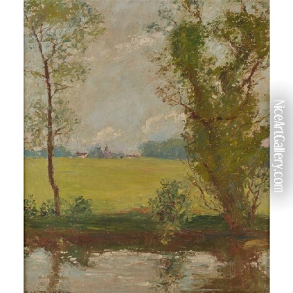 River Landscape Oil Painting - Frederick William Jackson