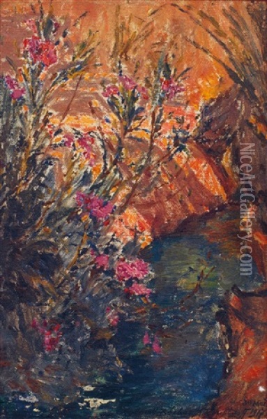 Fleurs A Colomb-bechar Oil Painting - Alexandre Roubtzoff