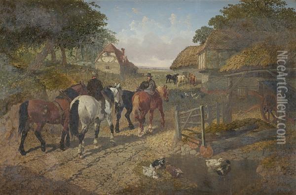 A Farmyard Scene Oil Painting - John Frederick Herring Snr