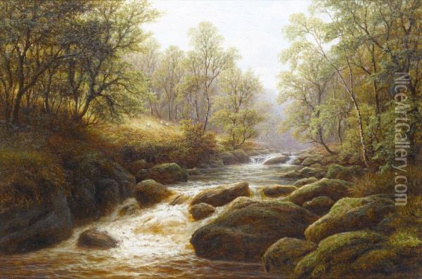 The River Burbage At Grindleford Derbyshire Oil Painting - William Mellor