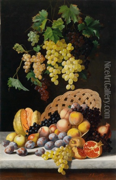 Stillleben Mit Fruchten Oil Painting - Michelangelo Meucci
