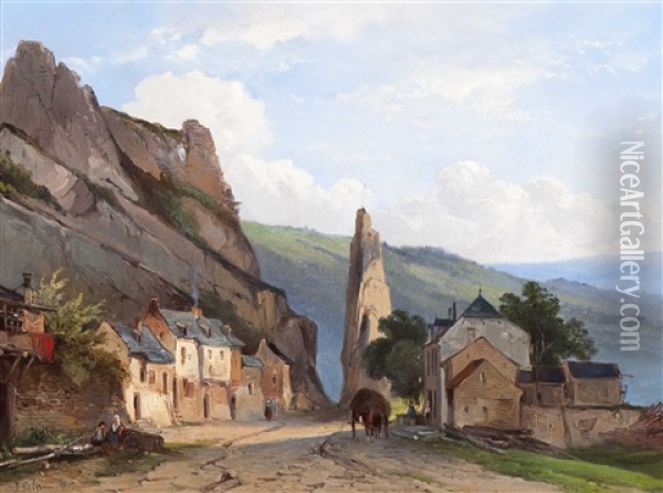 The Rocher Bayard In Dinant Oil Painting - Jacobus Pelgrom