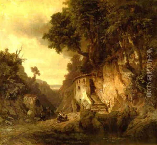 Gebirgslandschaft Aus Oberitalien Oil Painting - Jan (Johann Cornelius) Mali