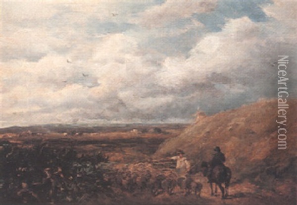 Changing Pasture (counting The Flock) Oil Painting - David Cox the Elder