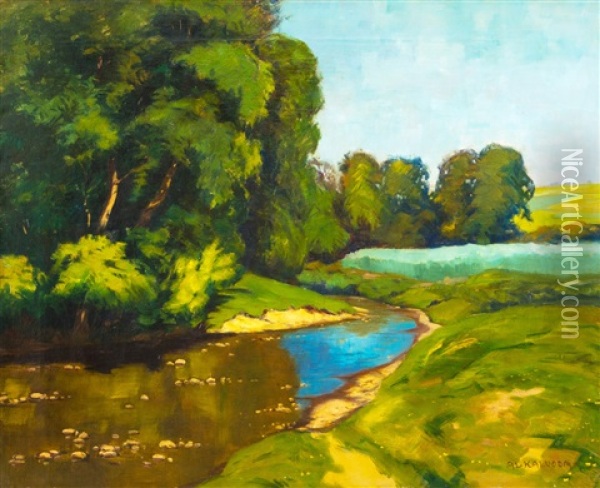 Krajina S Potokem Oil Painting - Alois Kalvoda
