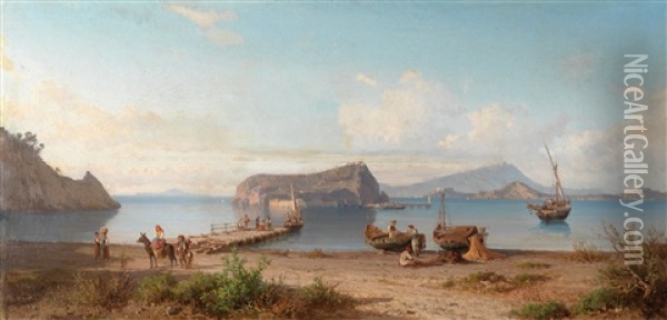 In Der Bucht Von Neapel (?) Oil Painting - Alessandro la Volpe