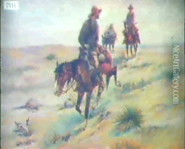 Riders Of The Plains Oil Painting - Herman Wendelborg Hansen