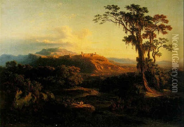 A View Of Granada Oil Painting - Johann Jakob Frey